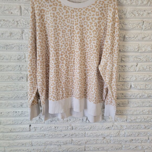 Time Tru Womens Sweatshirt XXXL 22 Plus Beige White Animal Print SWE140E - Picture 4 of 10